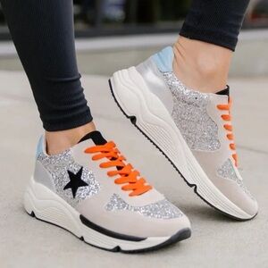 NEW Silver Sparkle Star Sneakers